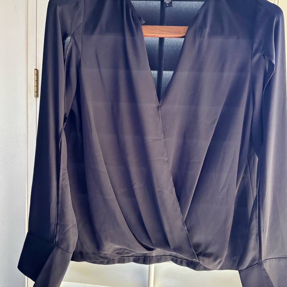 Fifteen Twenty Black Wrap Blouse large